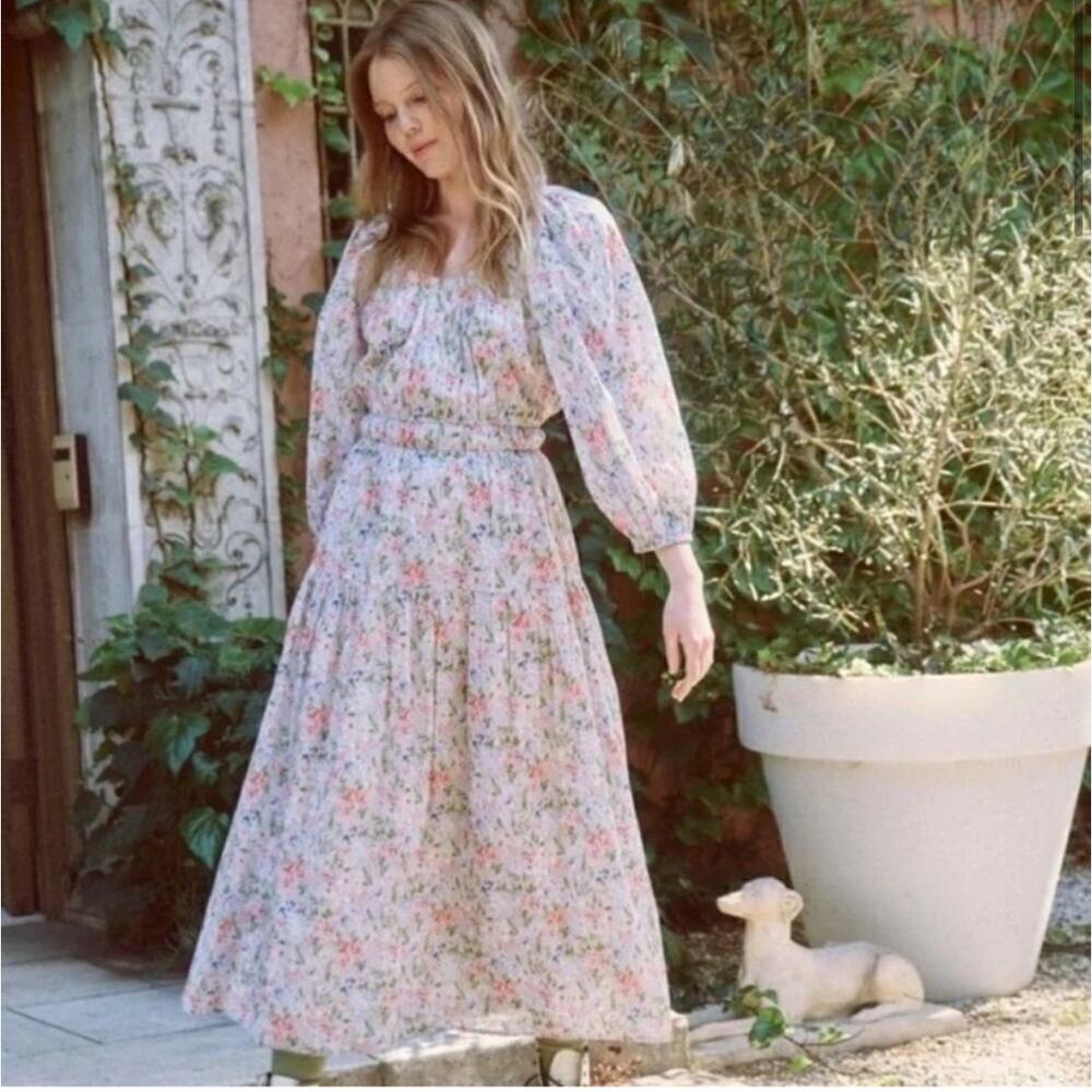 The Great Moonstone Ivory Floral Long Sleeve Boho Midi Dress Size 4 Cottagecore - Picture 11 of 11